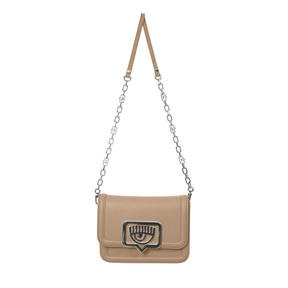 Chiara Ferragni Eye Leather Shoulder Bag Cream